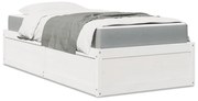 VidaXL Cama com colchão 90x200 cm madeira de pinho maciça branco