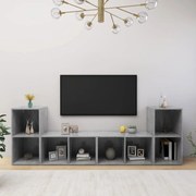 vidaXL Móveis de TV 4 pcs derivados de madeira cinzento cimento