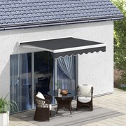 Toldo Retrátil Elétrico ou Manual 250x200 cm Toldo Portátil para Varanda com Controlo Remoto Manivela Manual Cinzento Escuro