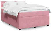 Cama com molas/colchão 140x190 cm veludo rosa