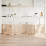 vidaXL Portão para cães com porta dobrável, 4 painéis, 320 cm, madeira de álamo