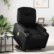 vidaXL Poltrona massagens reclinável elevatória couro artificial preto
