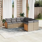 vidaXL 8 pcs conjunto de sofás p/ jardim com almofadões vime PE bege