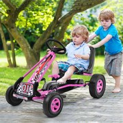 Kart Carro de pedais para crianças com rodas de borracha, embraiagem e travão 98 x 59 x 61 cm Rosa