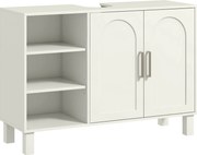 HOMCOM Móvel para Lavatório Suspenso Móvel para Casa de Banho Moderno com 2 Portas e Prateleiras Ajustáveis 90x30x63 cm Creme | Aosom Portugal