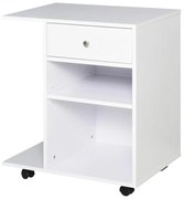 Vinsetto Armário para Impressora de Escritório Multifuncional com Rodas 2 Compartimentos Gaveta Suporte para CPU Prateleira Ajustável para Escritório 60x40x68,5cm Branco Listrado de Madeira