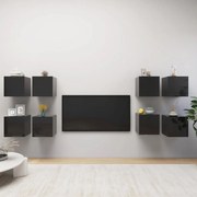 vidaXL Móveis de parede para TV 8 pcs 30,5x30x30 cm preto brilhante