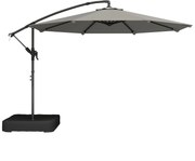 Outsunny Chapéu de Sol para Jardim 3 m com Base Cruzada, Saco de Areia, Rotação 360°, Cinza | Aosom Portugal