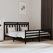 Estrutura de cama super king 180x200 cm madeira maciça preto