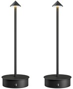 HOMCOM Conjunto de 2 Candeeiros de Mesa Recarregáveis por USB Reguláveis com Controlo Táctil 3000K/4500K/6500K Ø10x30 cm Preto | Aosom Portugal