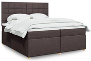 vidaXL Cama com molas/colchão 200x200 cm tecido castanho-escuro