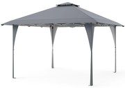 Gazebo retrátil de 4 x 4 m com teto duplo e estrutura metálica. Gazebo de jardim com altura ajustável.