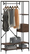 vidaXL Suporte roupas c/ prateleiras deriv. madeira carvalho castanho