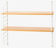 Prateleira de parede em arame metálico, prateleira com efeito de madeira  branco