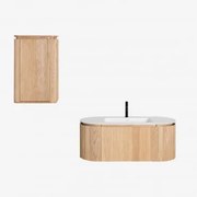 Conjunto De Móvel De Casa De Banho Suspenso Em Madeira Com Lavatório Integrado Carsone Madeira Natural & Madeira Natural & Sem Espelho & - Sklum