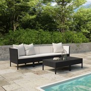vidaXL 6 pcs conjunto lounge de jardim c/ almofadões vime PE preto