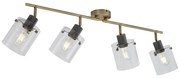 Foco de teto de design bronze com vidro transparente 4 luzes - Domo Moderno