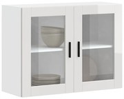 vidaXL Armário de parede cozinha porta vidro Porto branco alto brilho