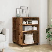 vidaXL Mesa de apoio com rodas derivados de madeira madeira velha