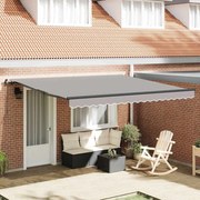 vidaXL Toldo Retrátil Cinzento-claro 400 × 300 cm Poliéster e Aço