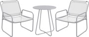 Outsunny Conjunto de móveis de jardim 3 peças, 2 cadeiras com revestimento em tecido respirável, 1 mesa redonda Ø60 cm, cinza claro | Aosom Portugal