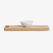 Conjunto De Móvel De Casa De Banho 110x45 Cm Suspenso Em Madeira De Teca Neill Madeira De Teca Clara & Cerâmica Branca Redonda Ø30 Cm Calgari - Sklum