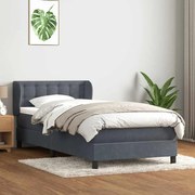 Cama com molas/colchão cinza-escuro 80x210 cm veludo