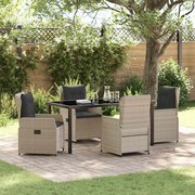 vidaXL Conjunto de Jantar de Jardim 5 Peças Cinza Claro em Rattan Sintético