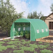 Estufa de jardim de 9 m², estufa tipo túnel de 3 x 3 x 2 m com porta enrolável e 6 janelas em malha de aço PE verde