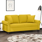 vidaXL Sofá 2 lugares c/ almofadas decorativas 140 cm veludo amarelo