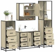 vidaXL 4 pcs conj. móveis casa banho derivados madeira carvalho sonoma