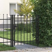 vidaXL Portão de vedação individual com topo em espeto aço 1x1m preto