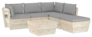 6 pcs conjunto lounge de paletes + almofadões madeira de abeto