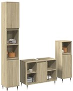 vidaXL 3 pcs conj. móveis casa banho derivados madeira carvalho sonoma