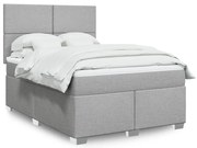 vidaXL Cama com molas/colchão 140x190 cm tecido cinzento-claro