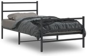 Estrutura de cama com cabeceira e pés 100x190 cm metal preto