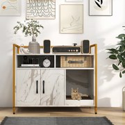 Móvel para Caixa de areia para gatos com prateleira 89 x 45 x 74,5 cm Cinza e Branco