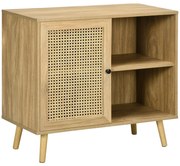 HOMCOM Móvel de Armazenamento Buffet 1 Porta de Vime com Efeito de Madeira 80x39x70 cm | Aosom Portugal