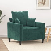 Poltrona 60 cm veludo verde-escuro