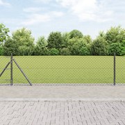 Cerca de Cadeia com 13 Postes Flangeados 0.4x25 m Aço Galvanizado