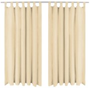 vidaXL Cortinas de cetim com presilhas 2 pcs 140x175 cm bege