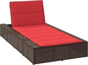 vidaXL Espreguiçadeira com almofada flutuante vime PE castanho