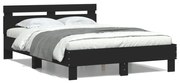 vidaXL Estrutura de cama com cabeceira e luzes LED 120x200 cm preto