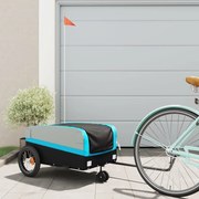 vidaXL Reboque para bicicleta 30 kg ferro preto e azul