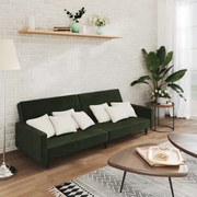 vidaXL Sofá-cama de 2 lugares veludo verde-escuro