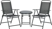 Outsunny Conjunto de Jardim 3 Peças com 2 Cadeiras 53.5x64x93 cm e Mesa de Café Ø45x50 cm, em Metal, Cinza Escuro | Aosom Portugal