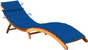 vidaXL Espreguiçadeira de jardim com almofadão madeira acácia maciça