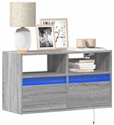 vidaXL Móvel de parede p/ TV c/ luzes LED 80x31x45 cm cinzento sonoma