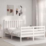 Estrutura de cama com cabeceira 120x200cm madeira maciça branco