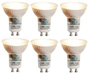 Conjunto de 6 lâmpadas LED reguláveis GU10 6W 450lm 2700K